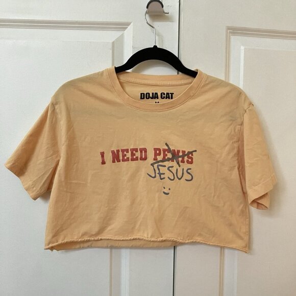 Doja Cat I Need Jesus Scarlet Tour T-shirt Womens M Cropped Graphic Crewneck - Picture 1 of 5